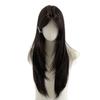 Confession Balloon Women's Long Black Tea-Colored Straight Wig, Natural Lolita Style, Full Head Cover, Middle Part.