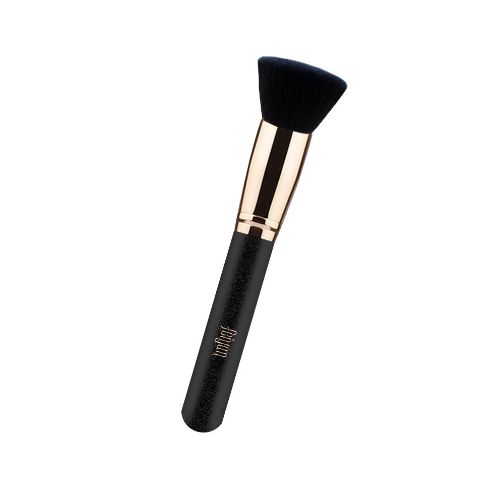 HMU Cruelty Free Wooden Handle Custom Logo Private Label Best Quality Kabuki Foundation Brush Flat Top чёрный
