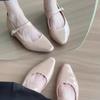 Inner height increase nude patent leather word with light mouth single shoes women's autumn and winter new temperament Mary Jane shoes