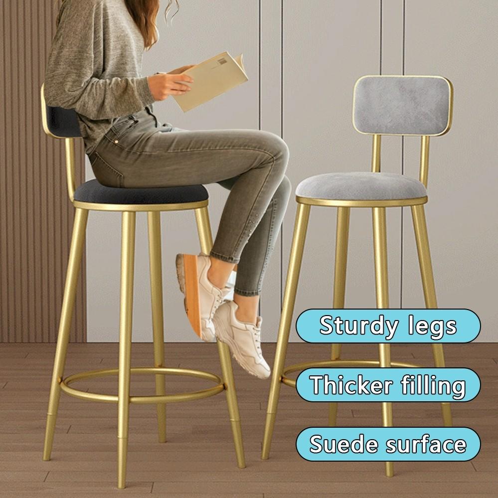 75/65CM Barové židle s opěradly Domácí jídelna Vysoké stoličky Kavárna Lehký luxus Kovaná židle