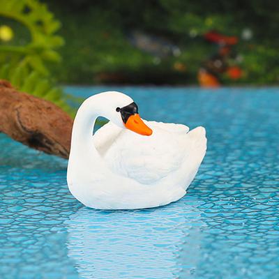 Mini Weißer Schwan Dekoration Cartoon Gans Figurine Micro Landschaft Puppenhaus Miniatur Spielzeug Auto Ornament