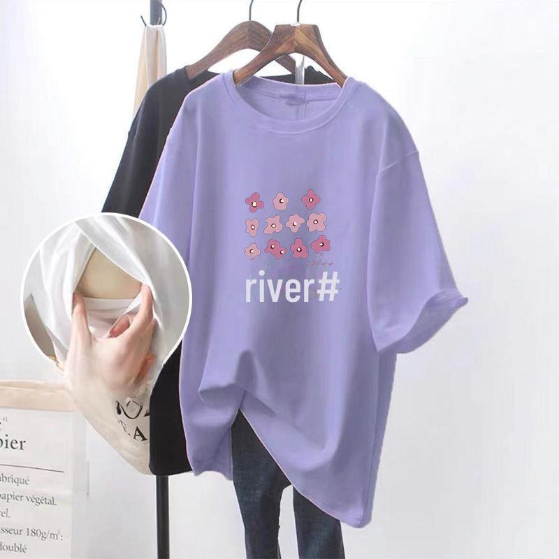 

Футболка с коротким рукавом для медсестер: Стиль Hot Mom, с боковыми вырезами, облегающий крой, средней длины, летний послеродовой топ XXL