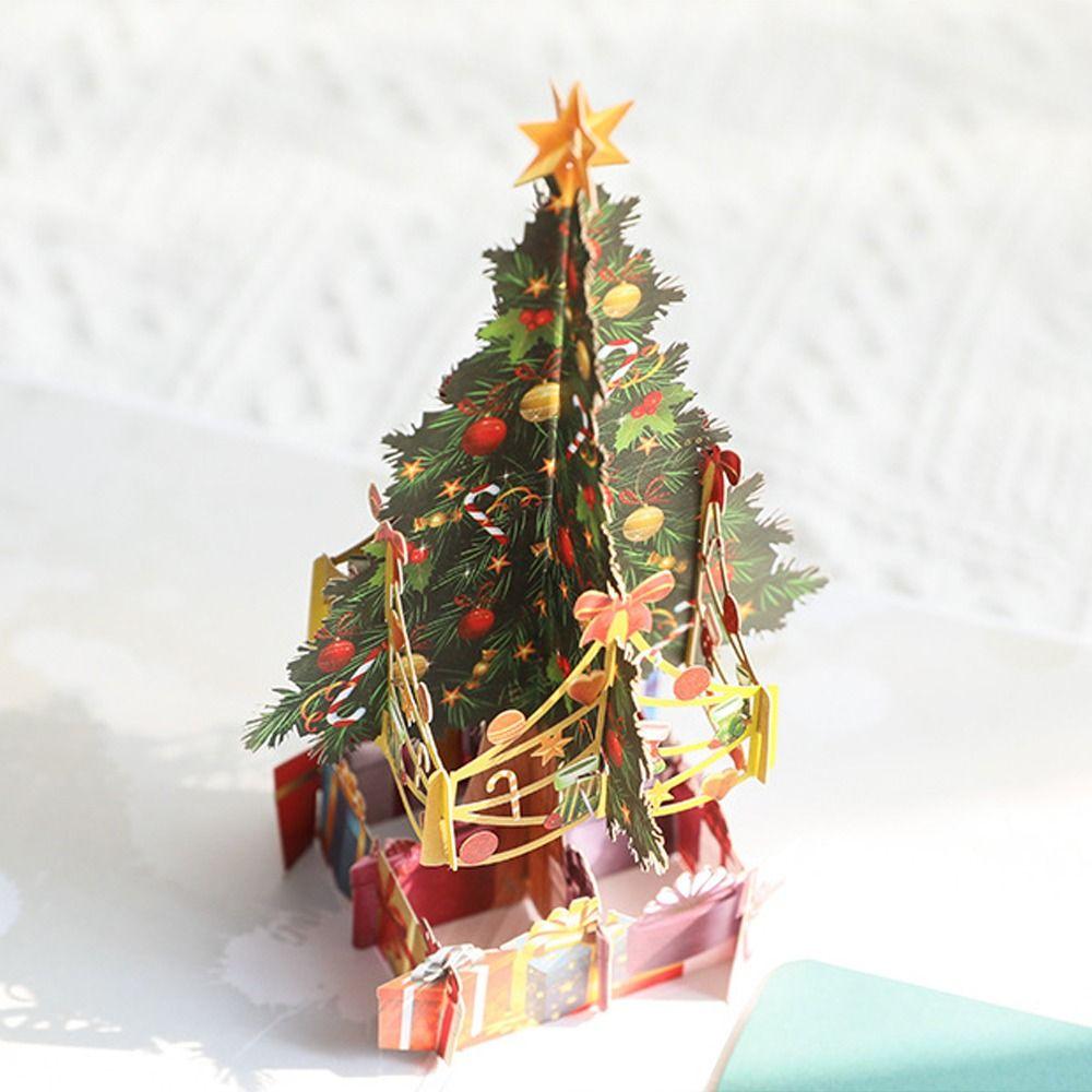 Paper 3D Pop Up Greeting Card Wishing Thank You Blessing Card Christmas Decorations