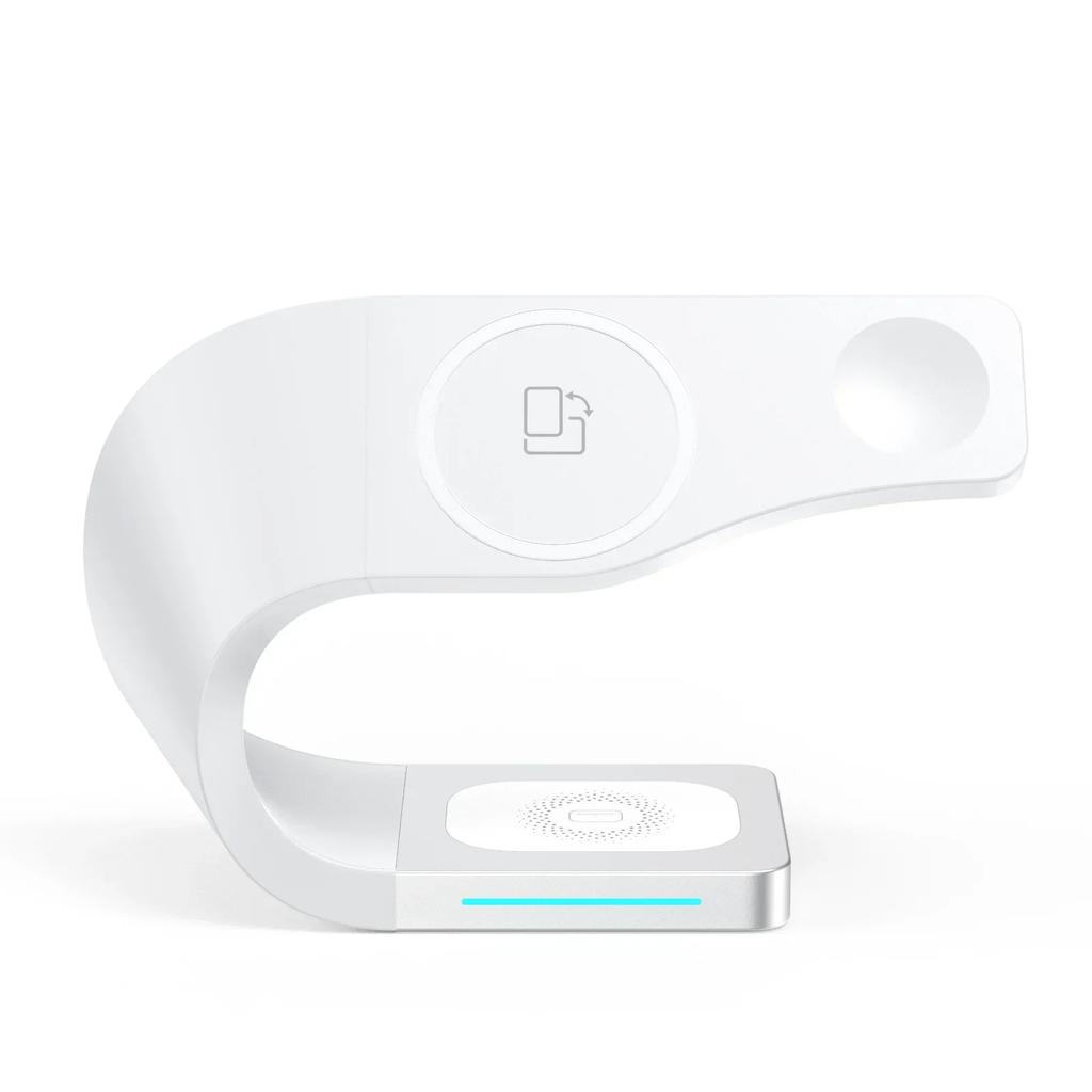 Chargeur sans fil 4 en 1 avec coque en métal pour iPhone 15 14 13 12 Station de charge rapide magnétique Support Dock pour Apple Airpods Watch