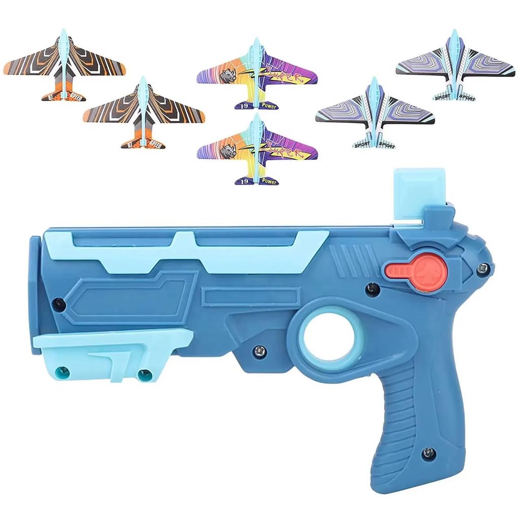 Foam Airplane Launcher Toy for Kids - Outdoor Flying Glider Catapult Gun, Foam Plane Toy Fun Birthday Gifts for Boys & Girls