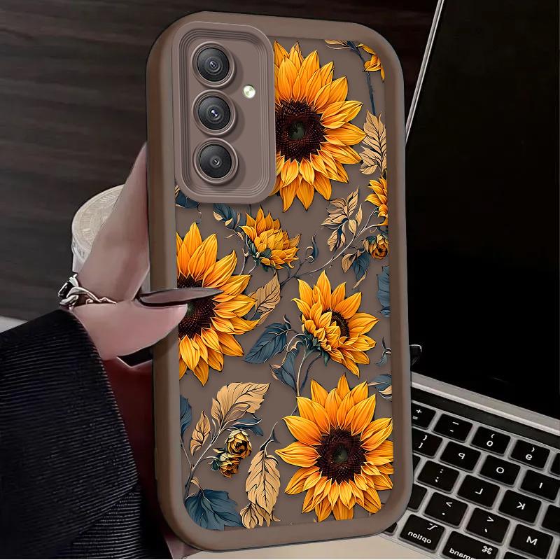 Sunflower Flower Oil Painting Case for Samsung Galaxy S25 S24 S23 Ultra S22 Plus S21 FE S20 A55 A54 A15 A35 Shockproof Cover