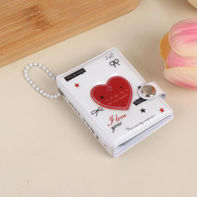 Mini Cute Heart Photocard Album 32 Pockets Portable Clear Kpop Card Holder for Idol Collectibles Travel Souvenir Gift