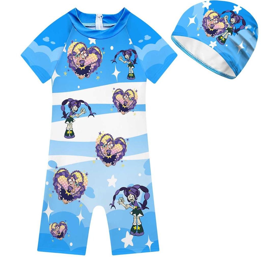 20907 Kids Girls Lily Lovebraids Print Romper Swimming Suits 100cm