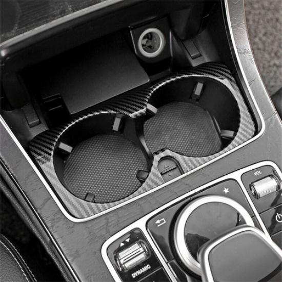 Luxury ABS Carbon Fiber Style Cup Holder Cover For Benz C GLC W205 W253 17 18 19