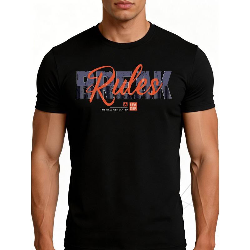 

European sizes Casual Sporty Style Men s T-Shirt Break Rules Graphic Design Summer Wear Gift for Him 4XL
