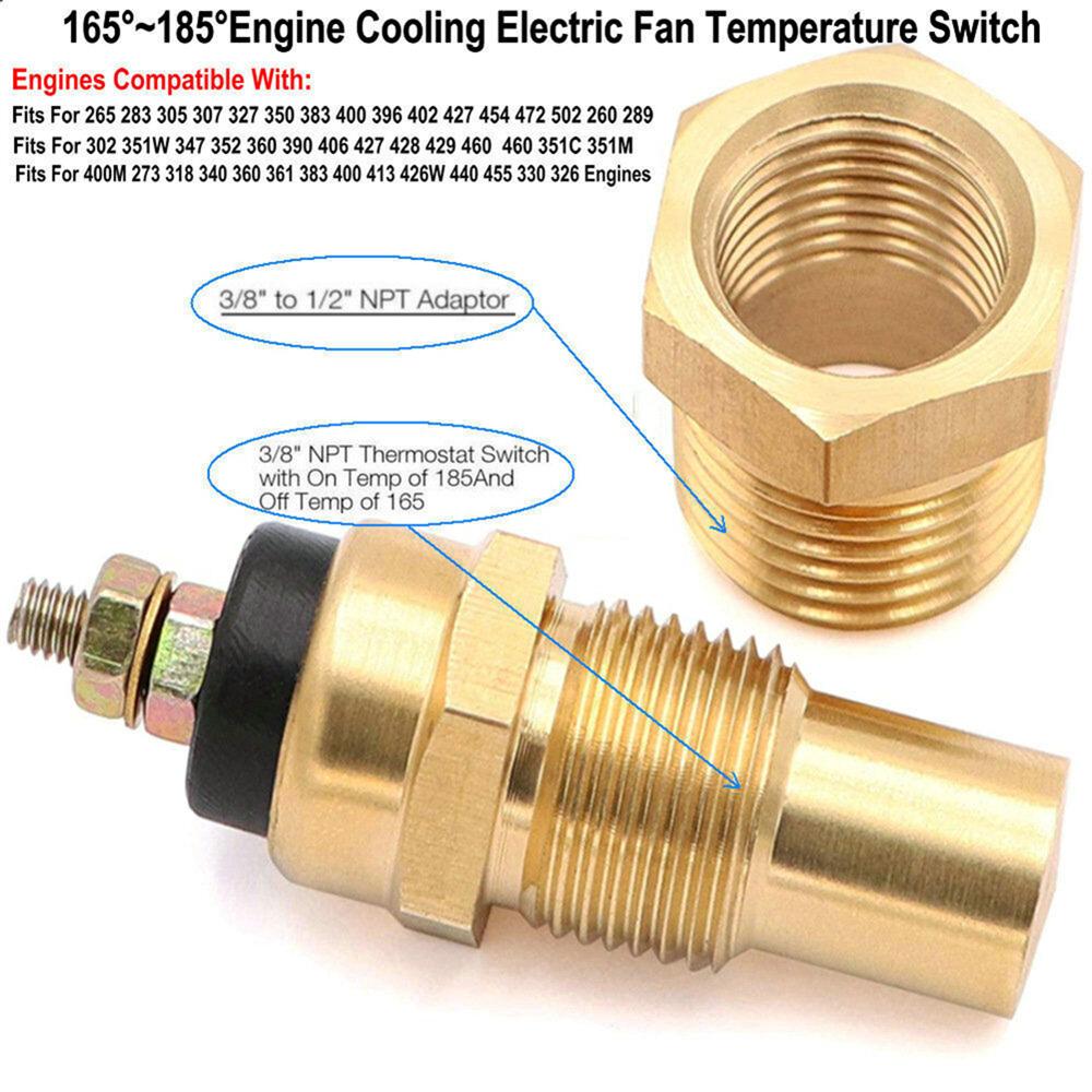 185°~165° Car Engine Cooling Electric Fan 3/8"NPT Thermostat Temperature Switch 1pc