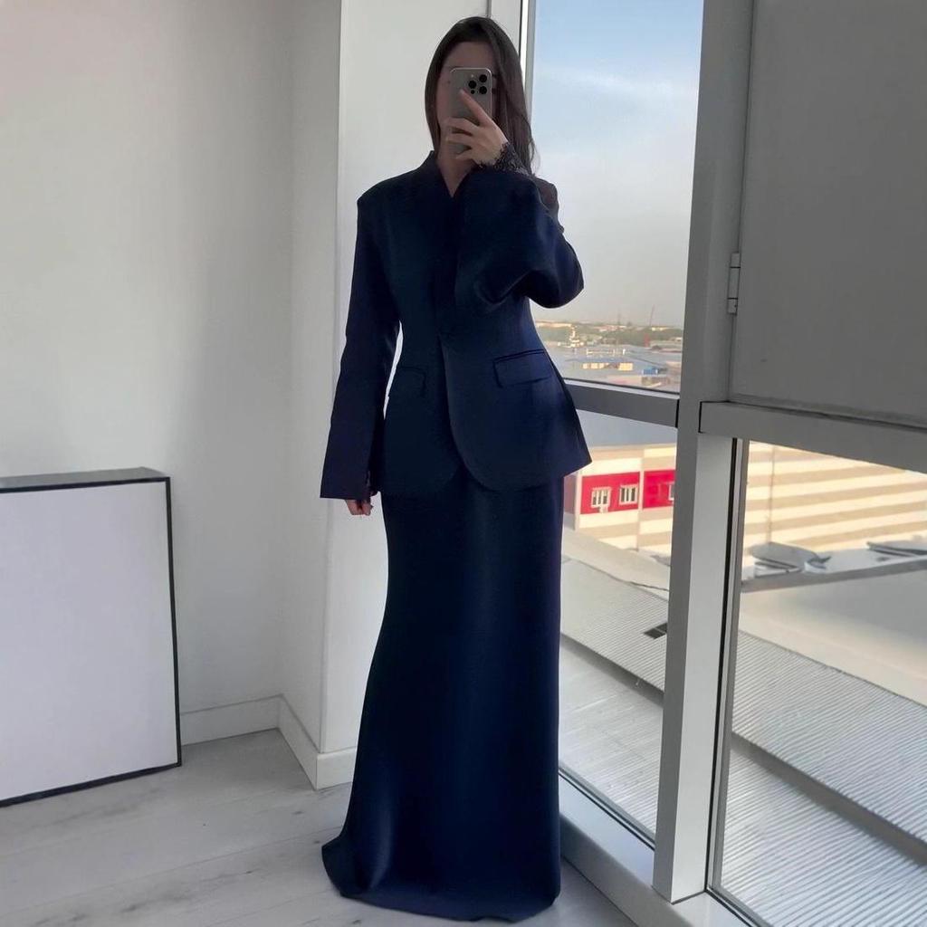 2025 Autumn European & American Women's Professional Long-Sleeve Cardigan Suit Two-Piece