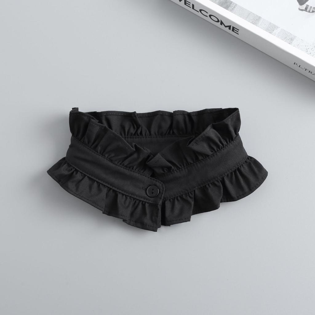 Fashion Ruffles Button Fake Collar for Women Stand Detachable Collar Fake Girls Vintage Lace Ladies False Blouse Collar