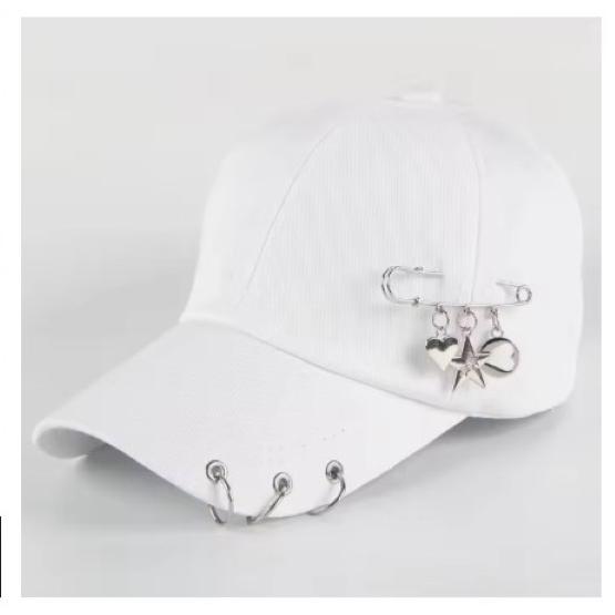 Baseball Cap Hat Metal Ring Chain Spring Summer Autumn Punk Hip Hop Rock Adjustable Unisex Men Women Outdoor Casual Cotton