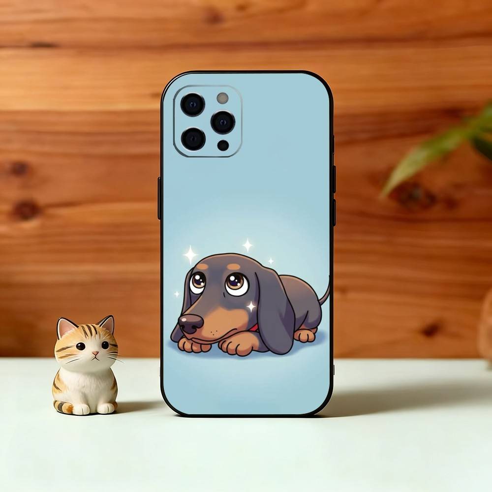 

C-Cute C-Cartoon D-Dachshund Phone Case For iPhone 17, 16,15,14,13,12,11 Plus,Pro Max, Others Soft Black Cover iPhone15promax