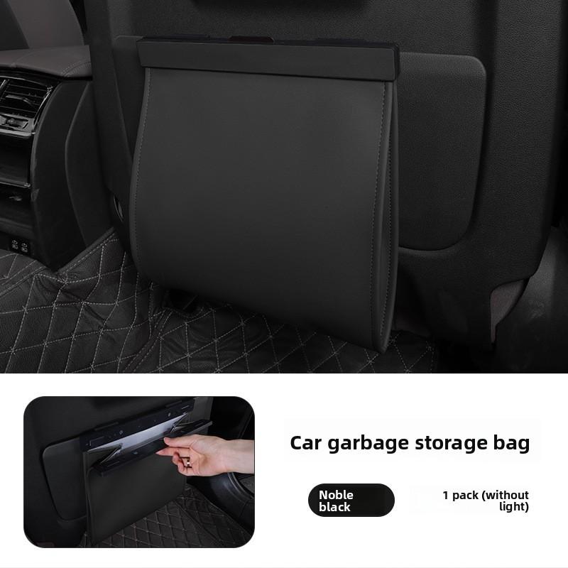 Car Leather Garbage Bags, Rear Seat Backrest Hanging Magnetic Absorption for Car Interior Cleaning Supplies