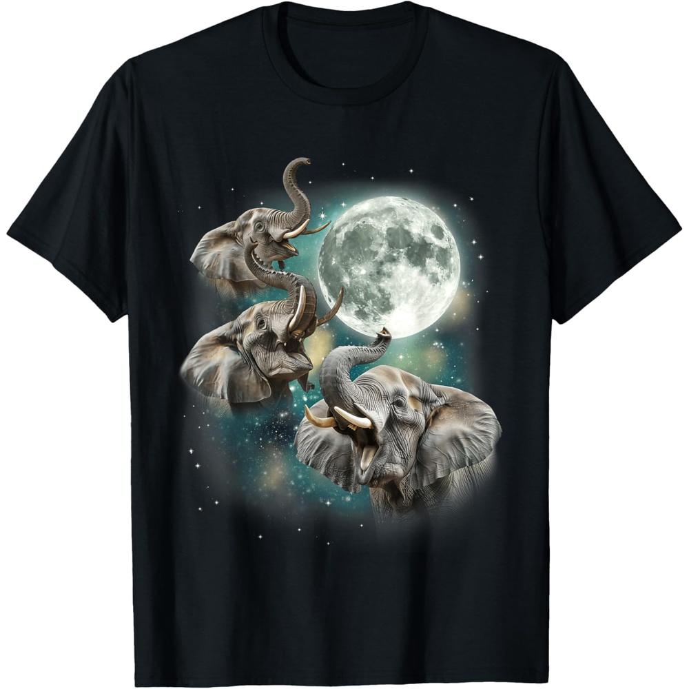 Three Elephant Moon | Funny 3 Elephants Howling Parody Meme T-Shirt 3XL чёрный