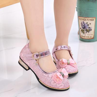 Dzieci Niemowlęta Dziewczęta Bowknot Pearl Lace Crytal Single Princess Shoes