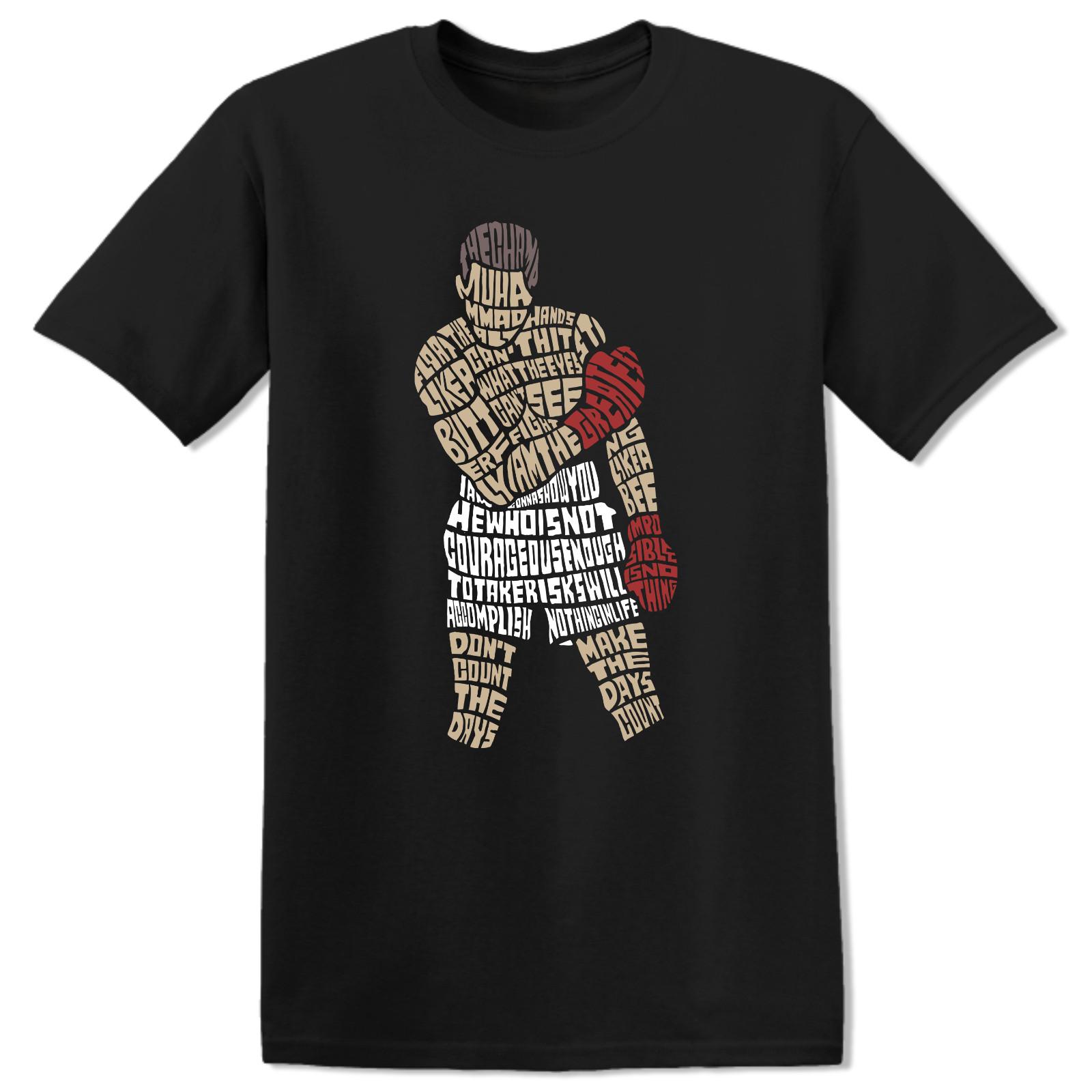 

Muhammad Ali T-Shirt Mens Womens Tees Top | inspired calligram | G.O.A.T 3XL