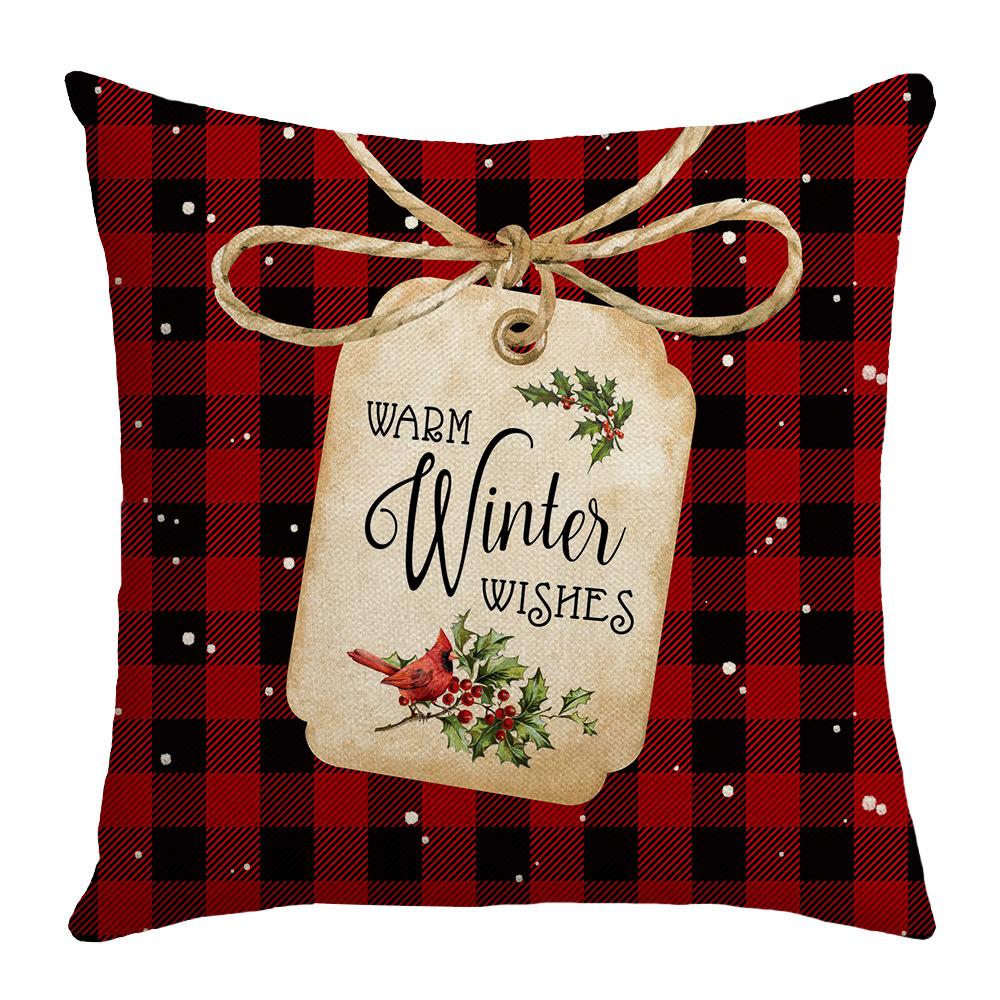 Christmas Digital Printed Christmas Tree Classic Red and Black Plaid Christmas Style Home Sofa Decoration Cushion Cushion