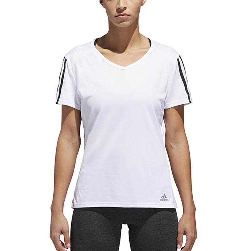 Adidas T Shirts Women's White V Neck Moderate Straight Fit CZ7571