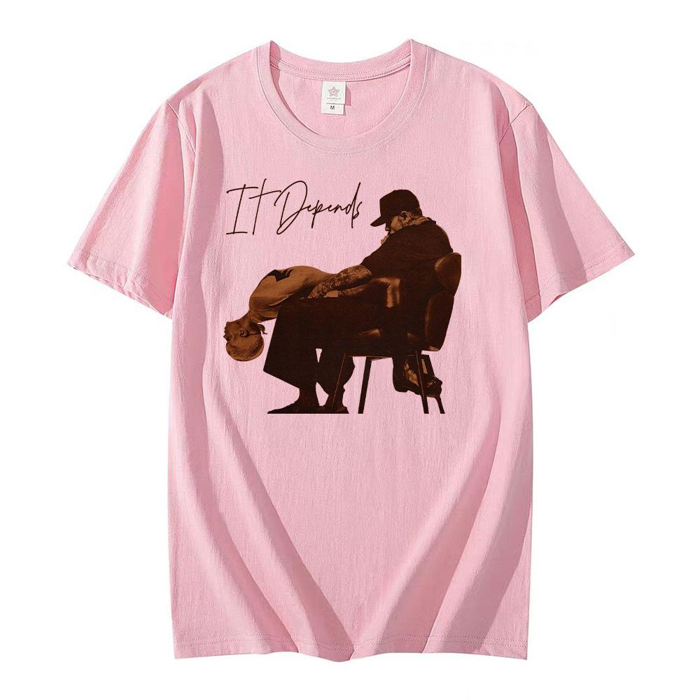 Rapper Chris Brown It Depends T-shirt Men Women Hip Hop Fashion Pop Music T Shirts Casual Cotton Vintage Trendy T-shirts Clothes