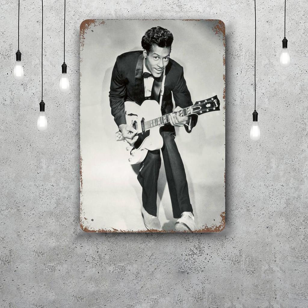 Chuck Berry Band Decor Poster Vintage Tin Sign Metal Sign Decorative Plaque for Pub Bar Man Cave Club Wall Decoration