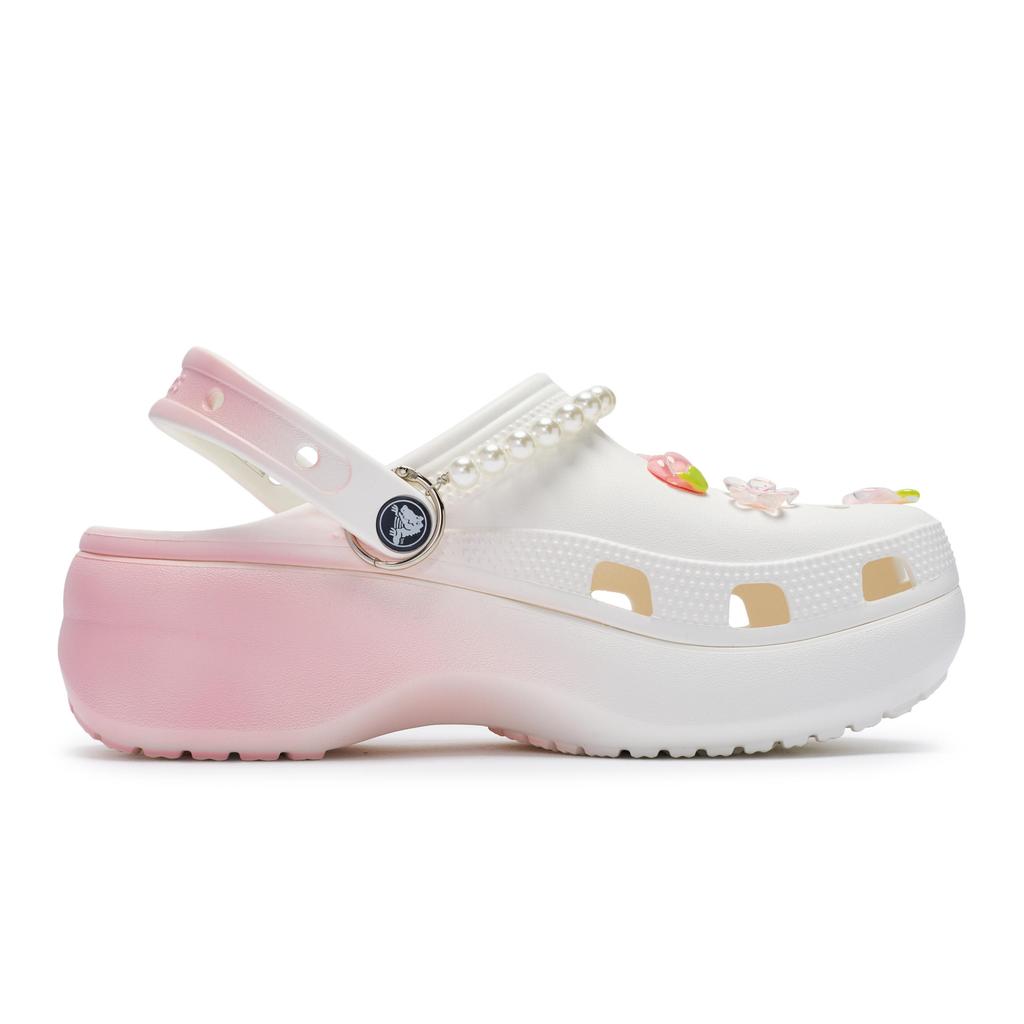 Crocs Classic Platform Clog 811 Manufacturing, Spring Sakura Imprint Clogs Women's White Pink 206750-100(Team80-)