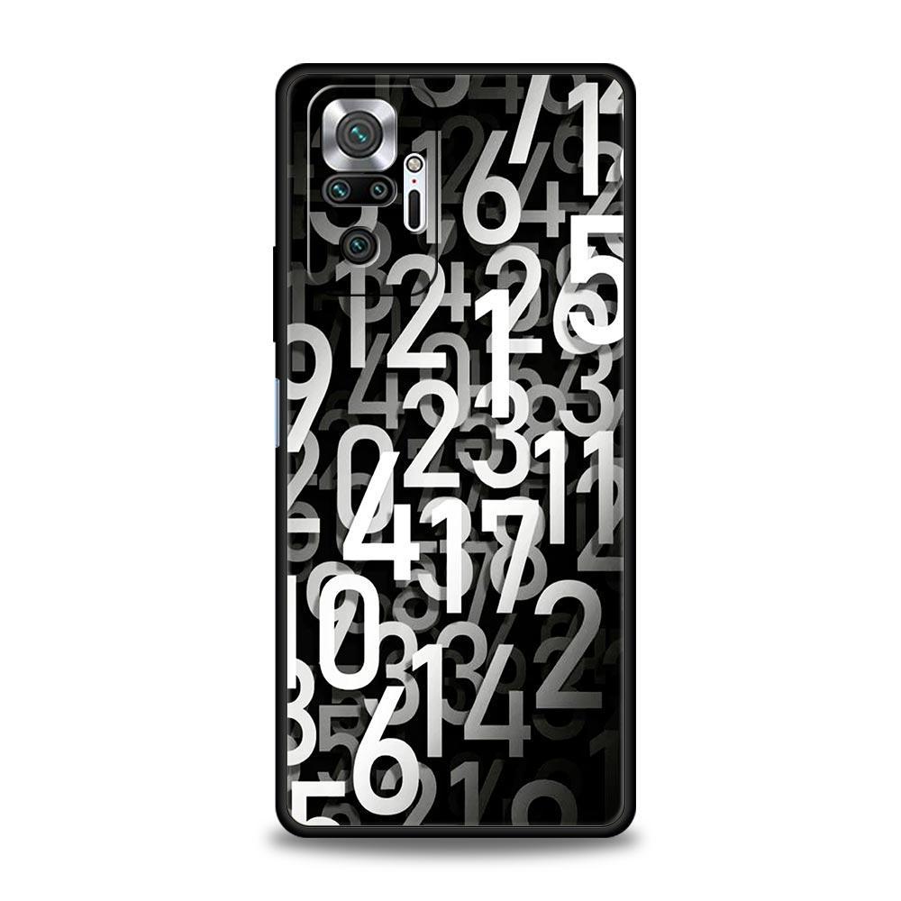 Number Pattern Phone Case Cover for Redmi 14C 10C Note 15 14 13 12 10 11 K40 Pro Plus 5G Soft TPU Shockproof Shell Fundas Capas