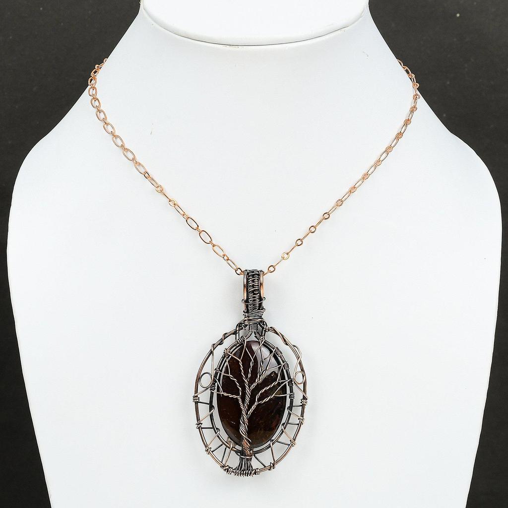 Tree Of Life Bloodstone Pendant Copper Wire Wrapped Pendant Gemstone Handmade Pendant Bloodstone Jewelry Gift For Mom Wire Design Pendant