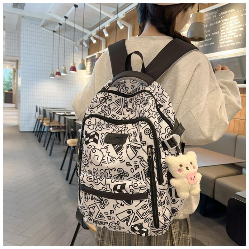 

New schoolbag Korean version large-capacity junior high school student backpack fashionable casual versatile campus backpack single pack чёрный