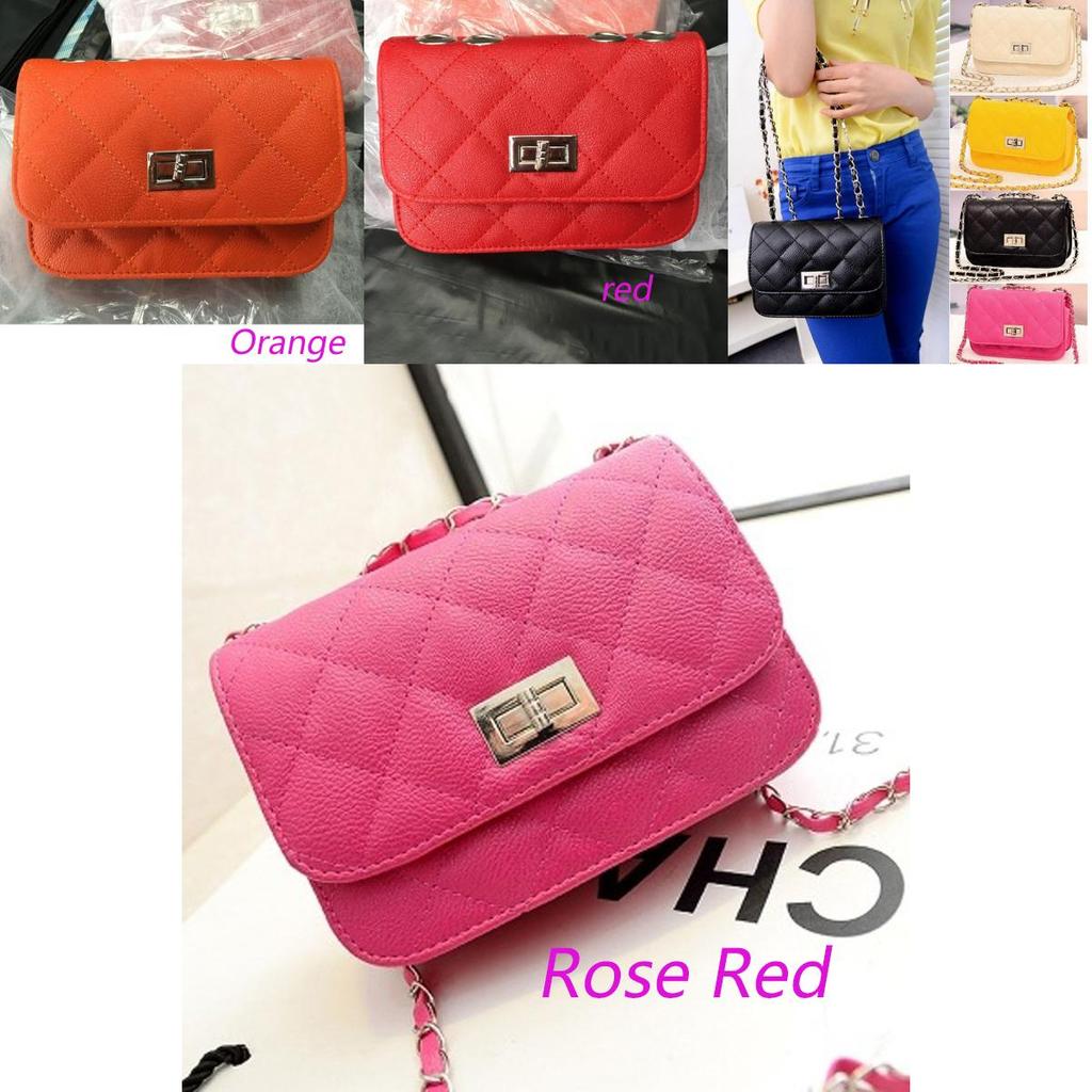 Women's Stylish Cute Mini Cross Body Chain Fashion Chain Small Pu Leather Shoulder Bag