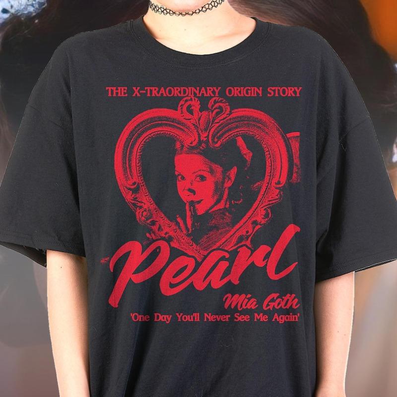Vintage Pearl Mia Goth Horror Movie Y2K Retro T Shirt Womens Unisex Cotton Tee Casual Summer Oversized ONeck Novelty Streetwear S