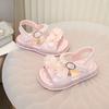 Summer Girls Flower Rhinestone Light Up Anti-Slip Princess Sandals For Baby Girls