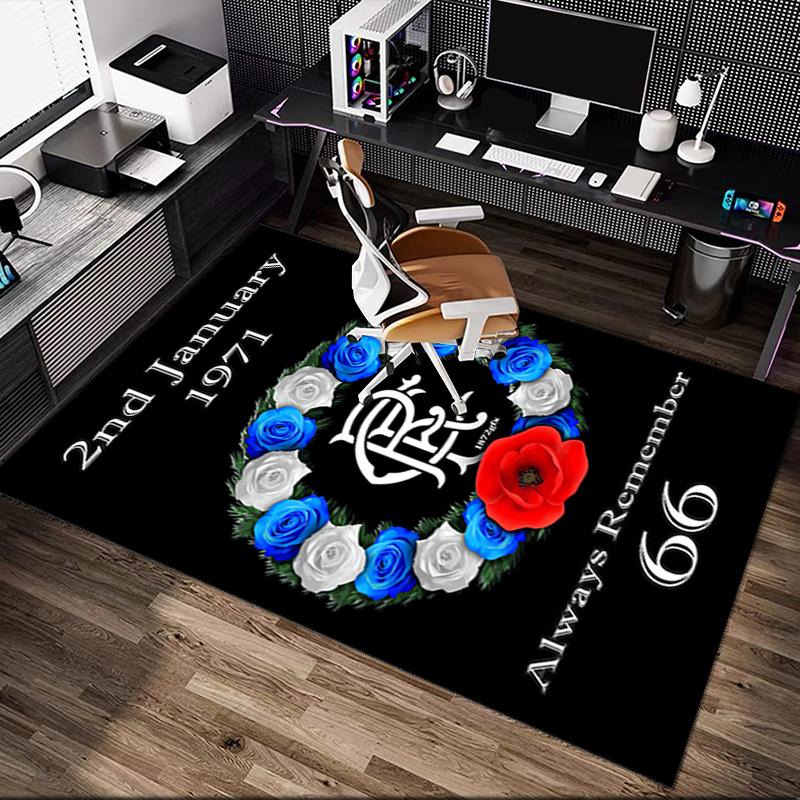 [Rangers FC Printed Carpet] Non-slip Office Rug, Cozy Area Carprt for Living Room Use, Soft Home Sofa Chair Mat