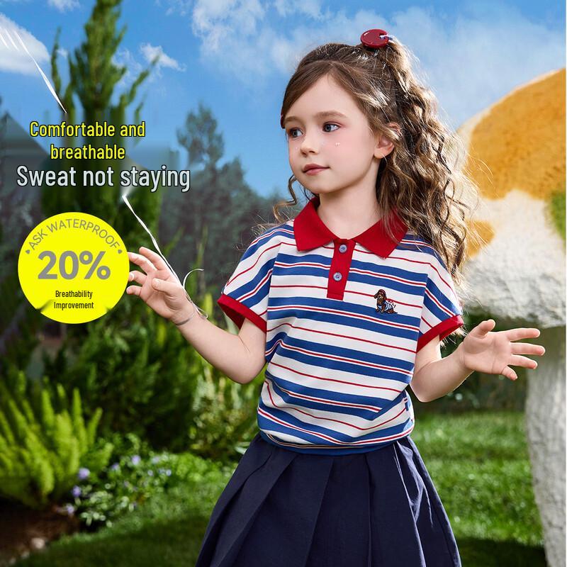 ASK JUNIOR Girls' Summer Polo T-Shirt & Pleated Skirt Set