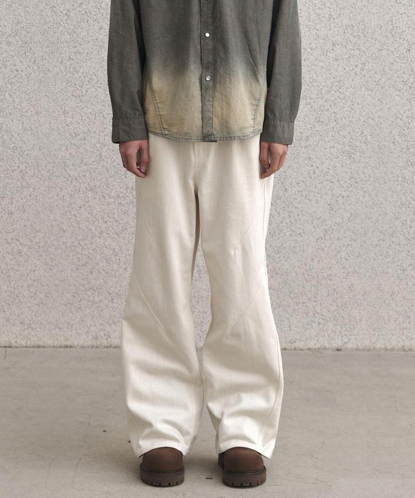 SENTAIR Dart Wide Flare Cotton Pants_Ivory