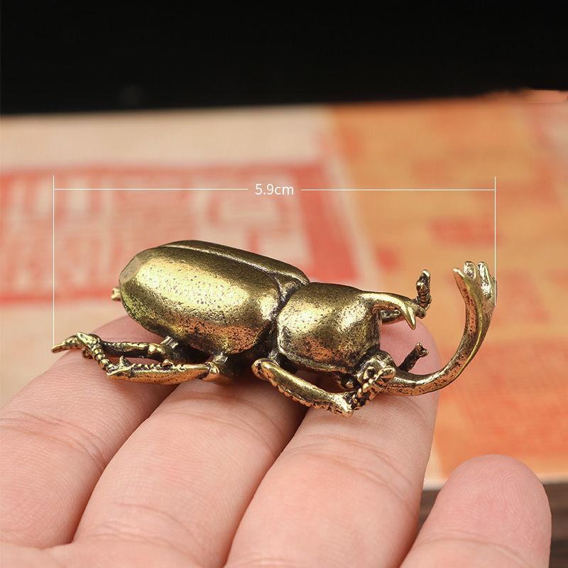 Handicraft Beetle Decoration Die-Casting Engraved Retro Brass Interesting Insect Trinket Creative Children Gift Collectibles