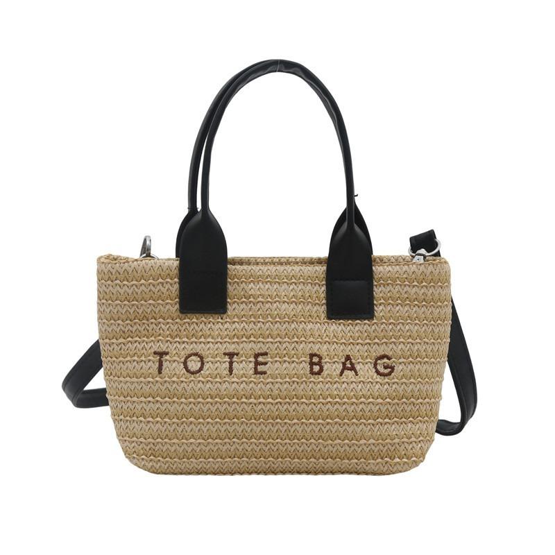 Sommer beliebte Strohhandtasche Damen neue Mode Buchstaben gewebte Tragetasche Strandurlaub Strandtasche