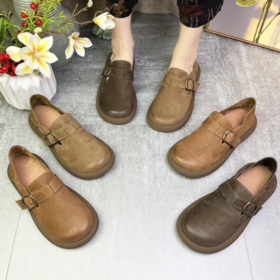Women's shoes large size women's shoes flat bottom autumn new fashion casual buckle belt women's shoes casual women's shoes breathable