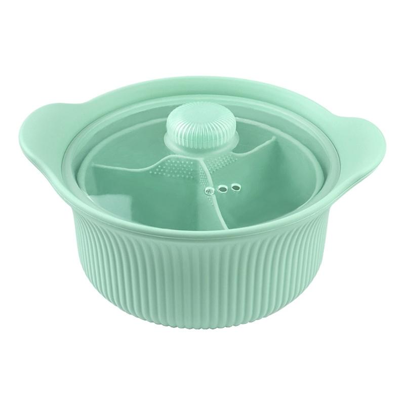 Large NonStick Microwave Steaming Pot with Handle and Lid Heat Resistant Silicone Steamer Dishwasher Safe Enduring