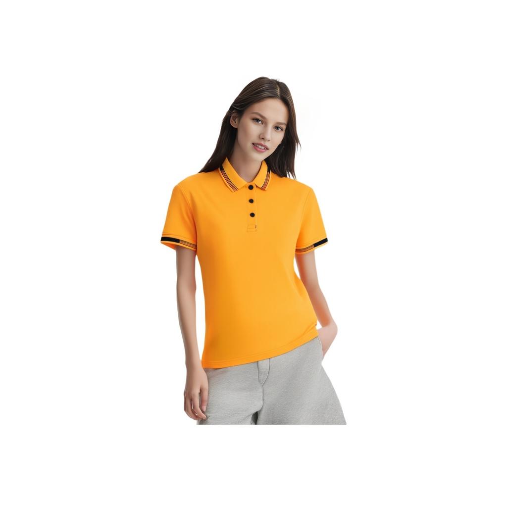 Li Ning Color Block Polo Shirt Women Tops Orange-Yellow APLS144-3