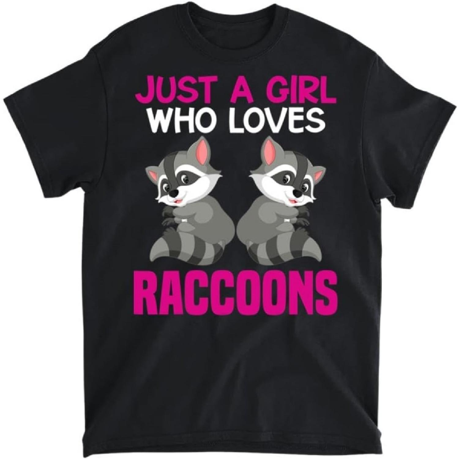 Raccoon Just A Girl Who Loves Raccoons Women Kids Girls T-Shirt, Long Sleeve Shirt, Sweatshirt, Hoodie Unisex Adult Size Made in Canada XXXXXL разноцветный