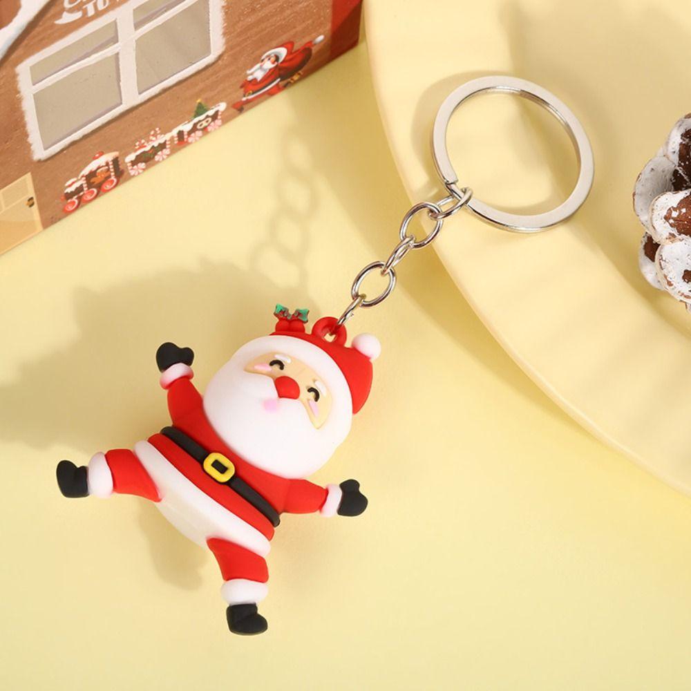 3pcs Key Chains Silicone Keychain Christmas Doll Keyring Christmas Decoration