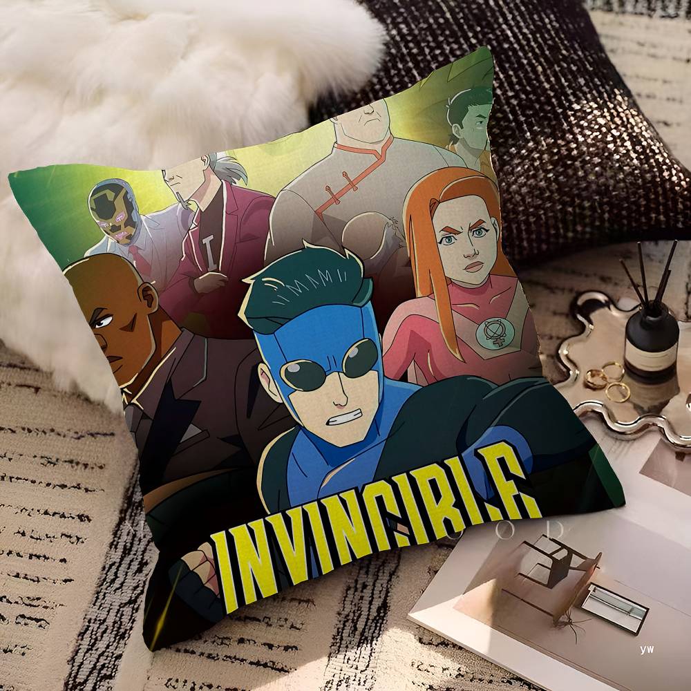 Animation Superhero I-Invincible Cartoon Decorative Room Aesthetics Pillow Case Home Decor Bedroom Bed Couch Pillow Cover 45x45