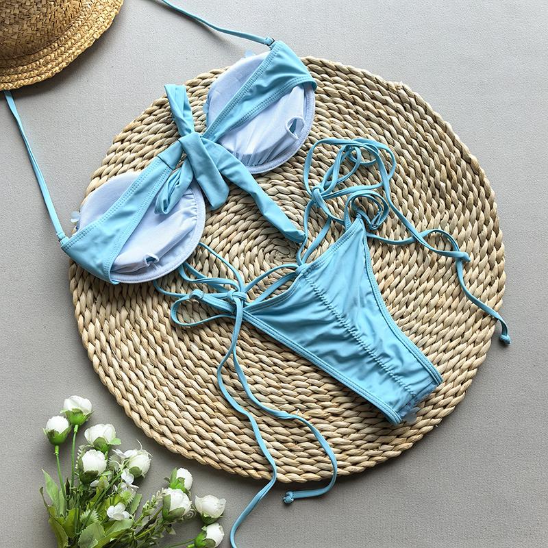 Push-up Bikini's Sexy Dames Badpak Zwemkleding Dames Bikini Set Biquini Glanzend Mesh Badpak Zwempakken Strandkleding