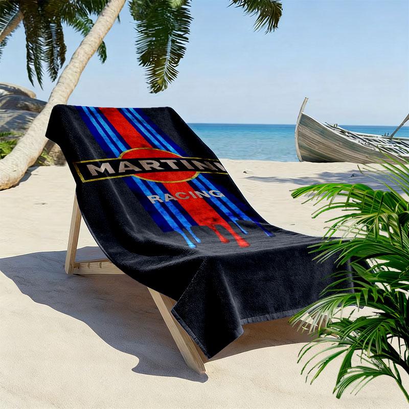 Martini Racing Print Strandtuch, Großes Weiches Schnelltrocknendes Handtuch für Strand Camping Schwimmen