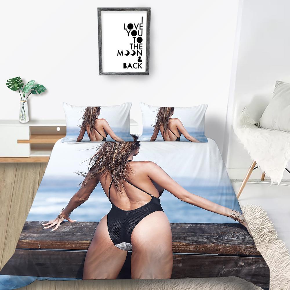 Pościel domowa z motywem bikini Łóżko pojedyncze Łóżko podwójne Pełnowymiarowa poszewka na poduszkę i kołdrę Beauty 2/3 Sypialnia Artykuły gospodarstwa domowego