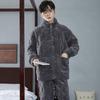 Herren Winter Korallenfleece Schlafanzug Set - Dick, Plüschgefüttert Flanell mit Reißverschluss, Stilvoll und Gemütlich für Herbst und Winter
