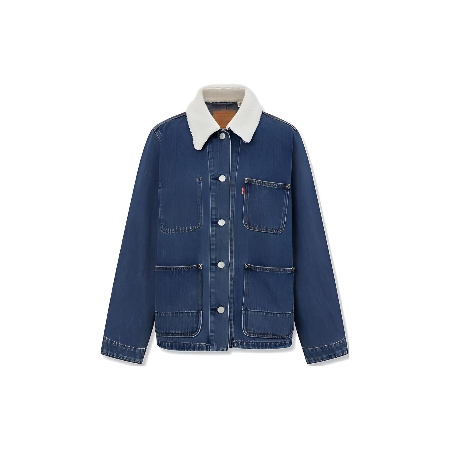 

Levis FW23 Универсальная джинсовая куртка с толстым воротником Женские куртки Синяя A6053-0000 M